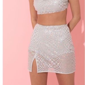 Lucy in the Sky two piece Silver checkered Sequin
